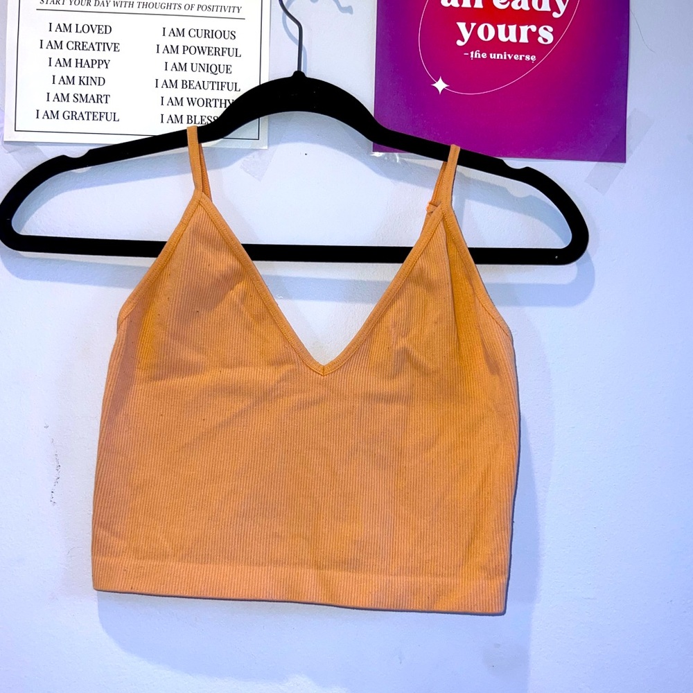 Forever 21 light orange ribbed cropped top.